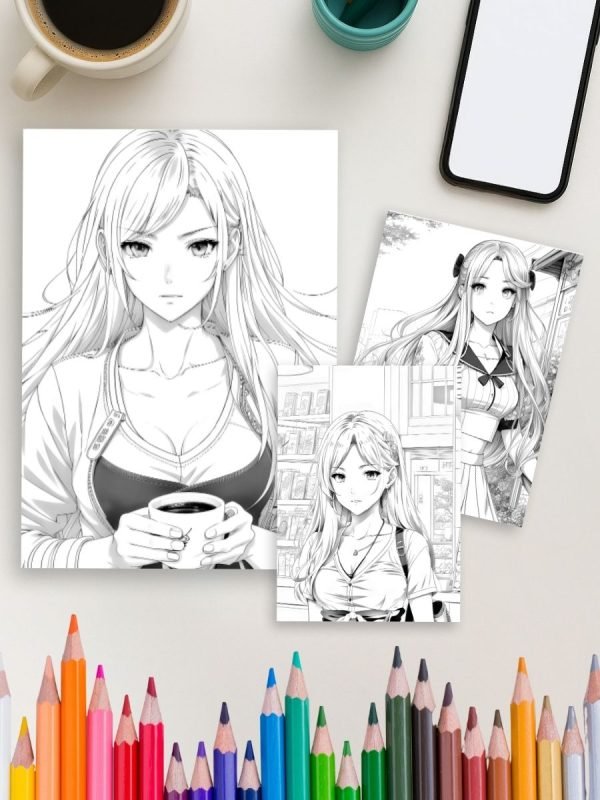 Anime Dream World – 93 Cute Anime Girl Coloring Pages - Image 3
