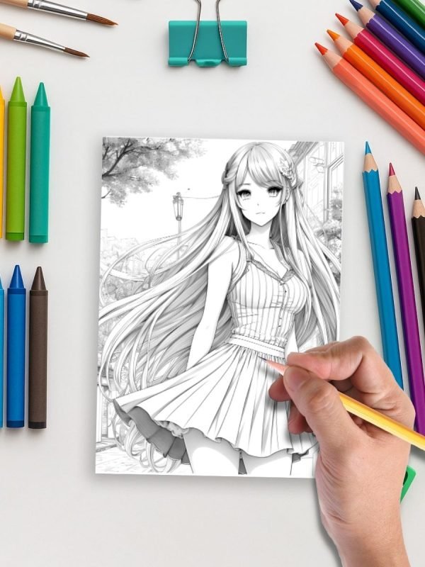Anime Dream World – 93 Cute Anime Girl Coloring Pages - Image 4
