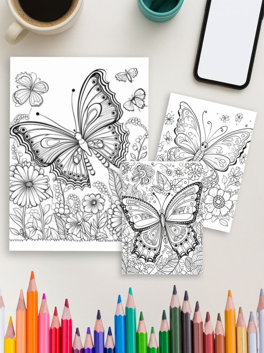 Wings of Grace – 50 Butterfly Coloring Pages - Image 3