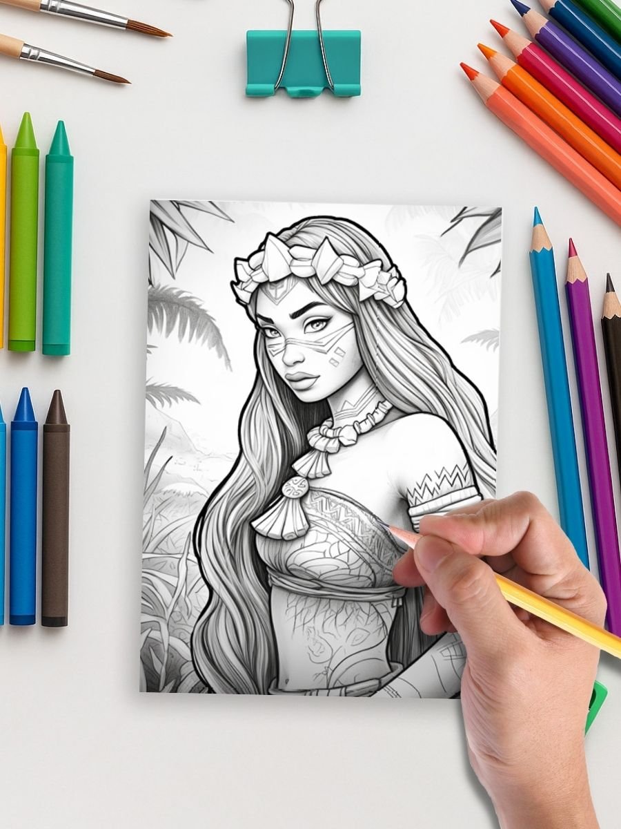 Island Royalty – 45 Polynesian Princess Coloring Pages - Image 4