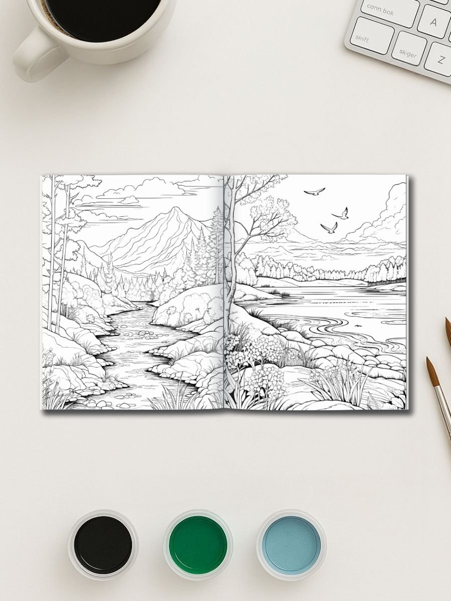 Nature Escapes – 50 Scenic Landscape Coloring Pages - Image 2