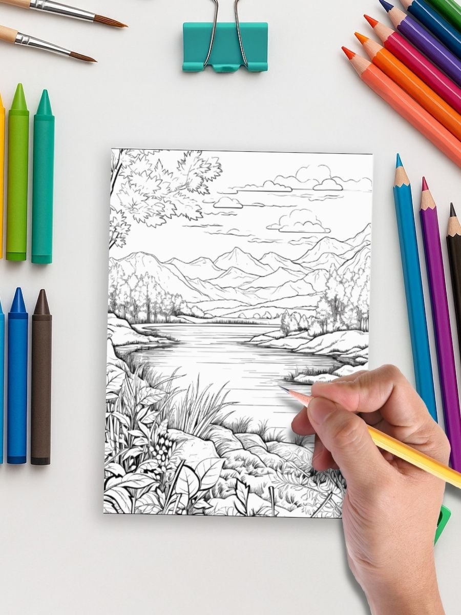 Nature Escapes – 50 Scenic Landscape Coloring Pages - Image 4