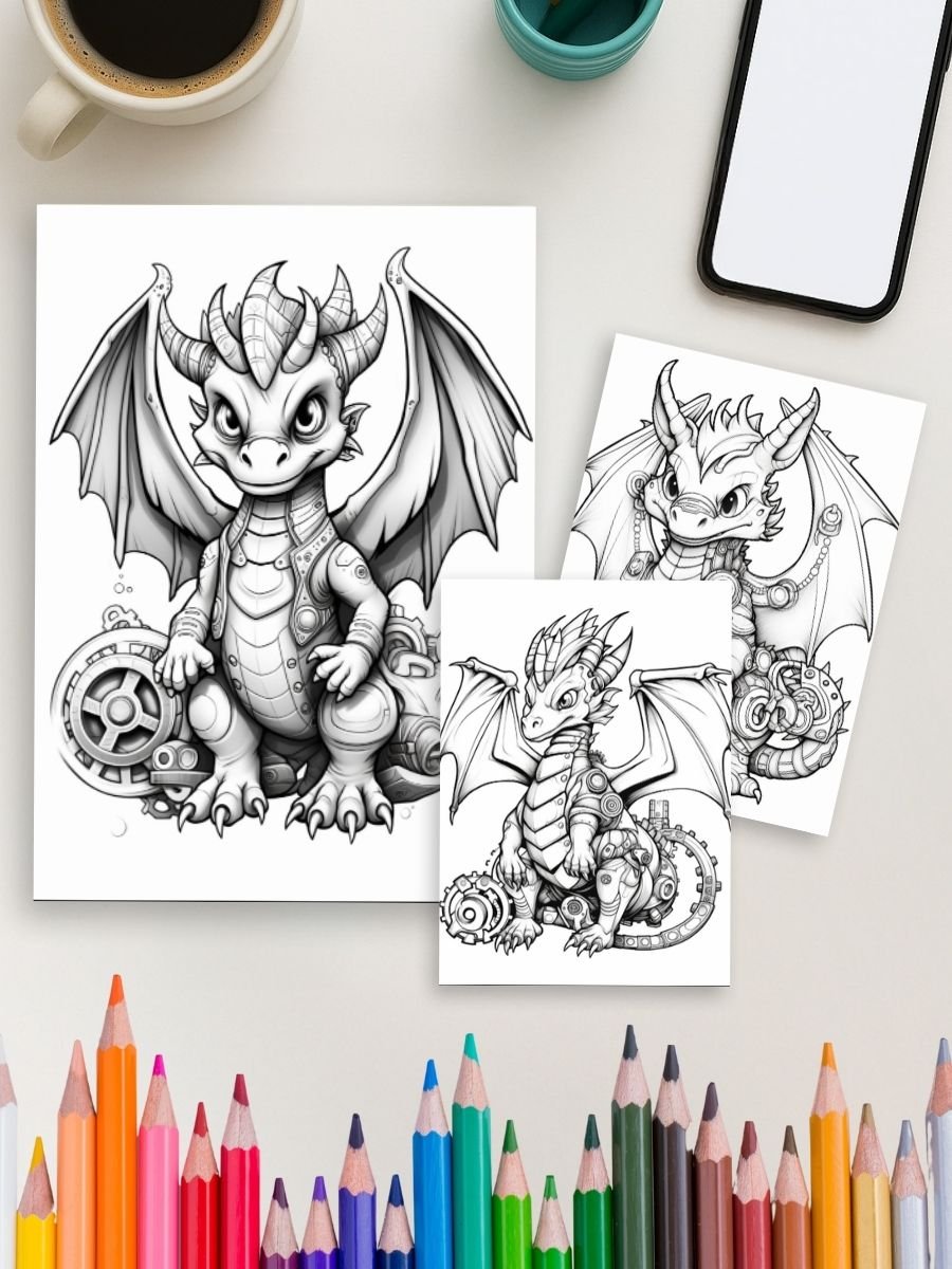 Dragon Realm – 50 Fire-Breathing Coloring Pages - Image 3