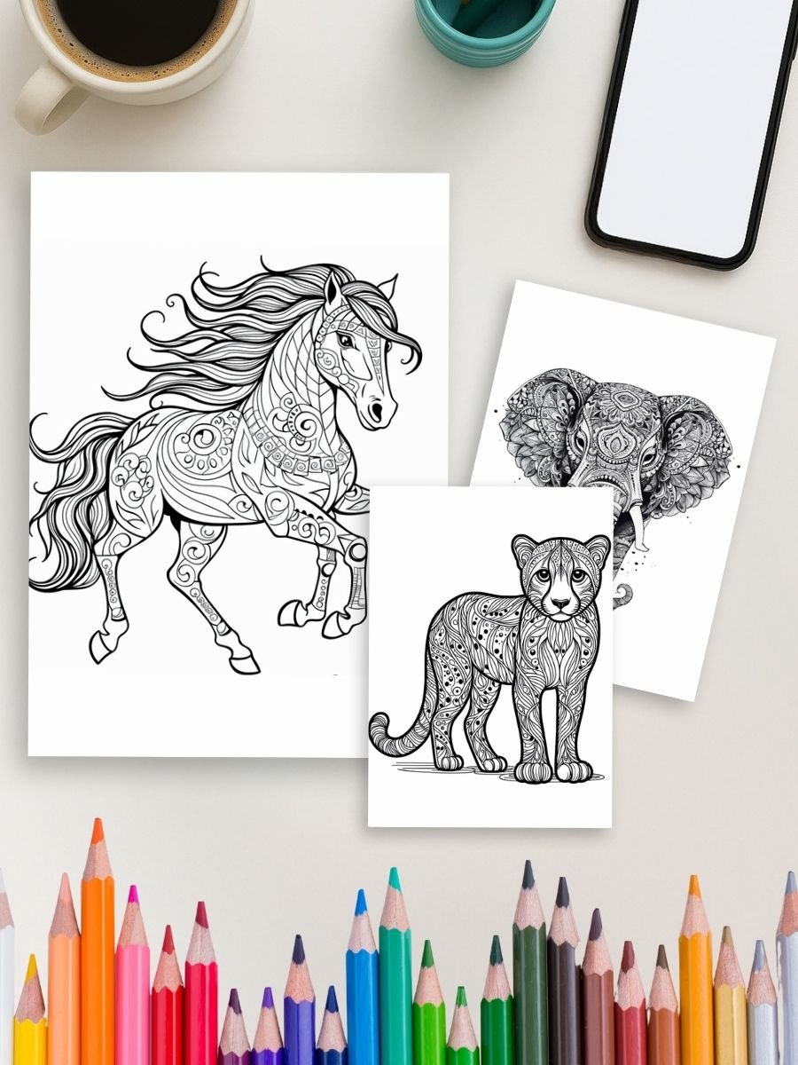 Wild & Whimsical – 163 Mandala Animal Coloring Pages - Image 3