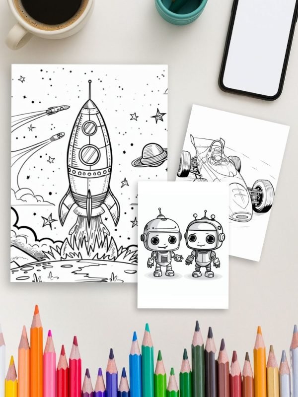 Boys’ Galaxy Pack – 324 Pages of Robots, Cars & Rockets - Image 3