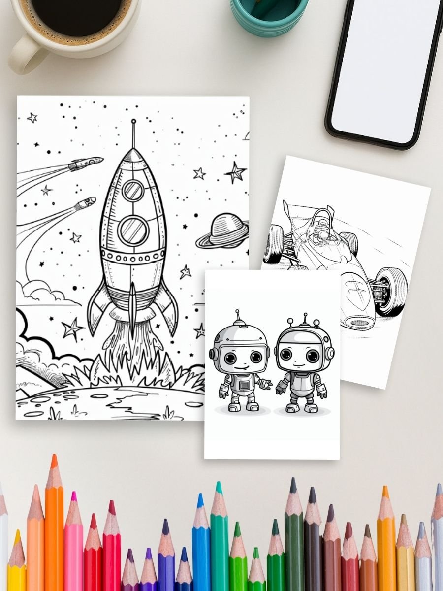 Boys’ Galaxy Pack – 324 Pages of Robots, Cars & Rockets - Image 3